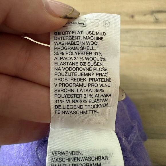 & Other Stories Purple Alpaca Wool Ribbed Turtleneck Sweater Dress - Large - Picture 8 of 8